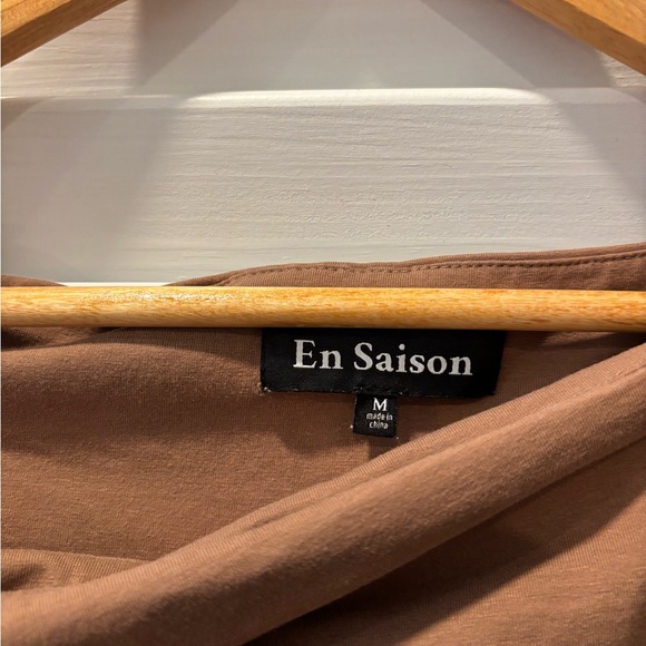 EN SAISON Brown Parker Mixed Media Off Shoulder Midi Dress Size Medium - Picture 7 of 10